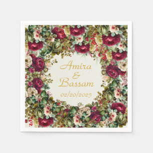Serviette En Papier Élégant Rose Floral Mariage islamique
