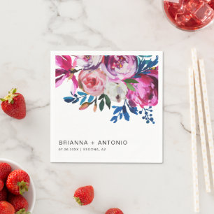 Serviette En Papier Élégant rose Floral Mariage moderne