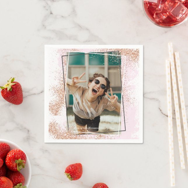 Serviette En Papier Élégant Rose Gold Graduation Party (En situation)