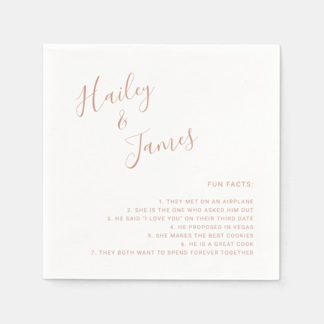 Serviette En Papier Élégant Rose Gold Mariage moderne (Devant)