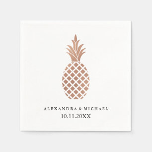 Serviette En Papier Élégant Rose  Gold Pineappy Mariage