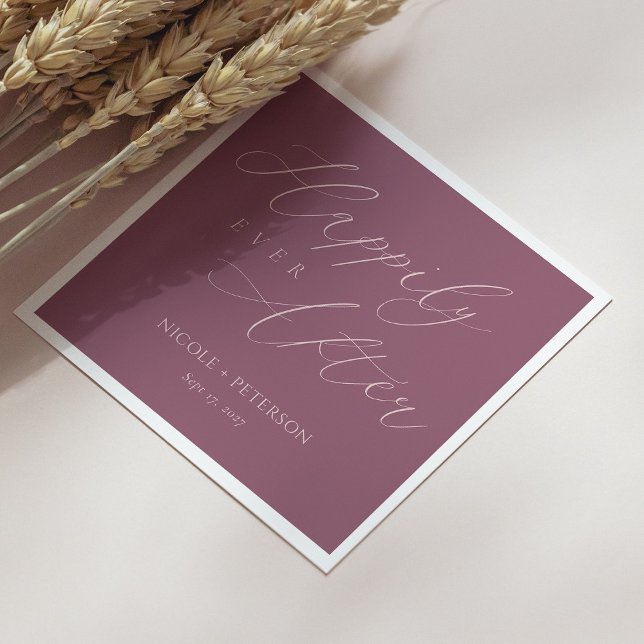 Serviette En Papier Élégant Rose Gold Script Mauve Mariage serviettes (Personalized Elegant Rose Gold Script Mauve Wedding Napkins)