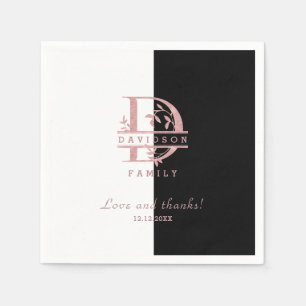 Serviette En Papier Élégant Rose Gold Split Monogramme personnalisé A 