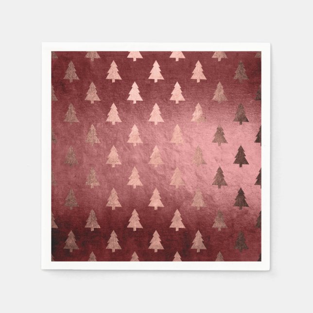 Serviette En Papier Élégant rose moderne or motif de Noël arbre de Noë (Devant)