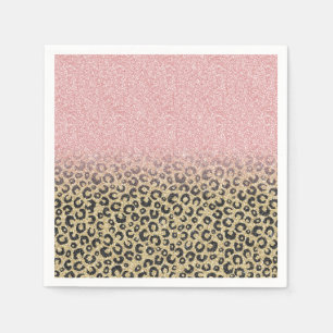 Serviette En Papier Élégant Rose Parties scintillant or Empreinte de l