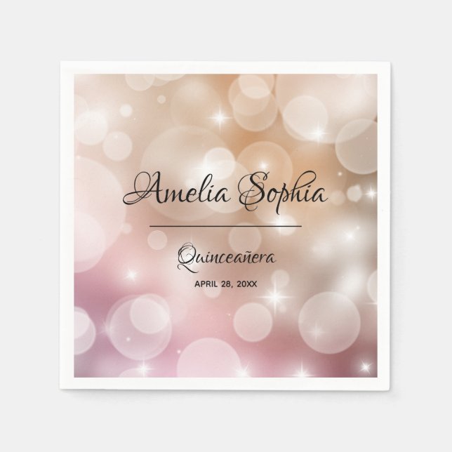 Serviette En Papier Elégant rose - Rose Gold Bokeh (Devant)