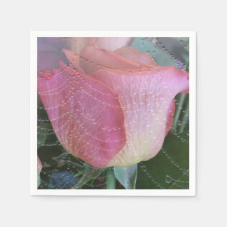 Serviette En Papier Elégant rose rose photo papier d'anniversaire Napk