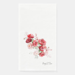 Serviette En Papier Élégant rouge floral simple personnalisé mariage i