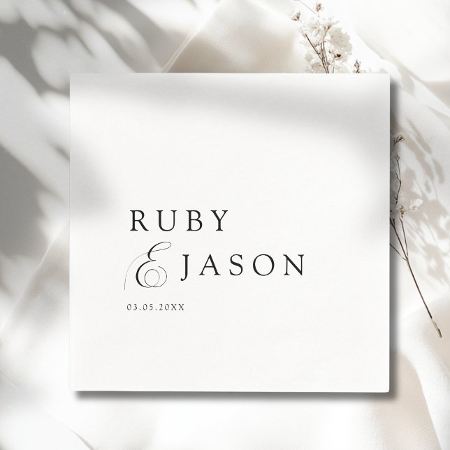 Serviette En Papier Elegant Royal Black & White Script Wedding (Elegant Royal Black & White Script Wedding Ampersand Napkins)