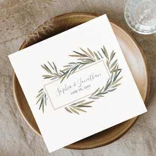 Serviette En Papier Elégant Rustique Botanique Mariage d'herbe
