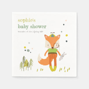Serviette En Papier Élégant rustique mignon Woodland Fun Fox Baby show