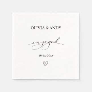 Serviette En Papier élégant sac cadeau de fiançailles à texte simple