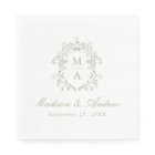 Elégant Sage Chinoiserie Monogram Crest Mariage