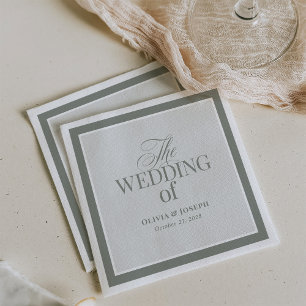 Serviette En Papier Élégant Sage Green   Mariage classique de luxe