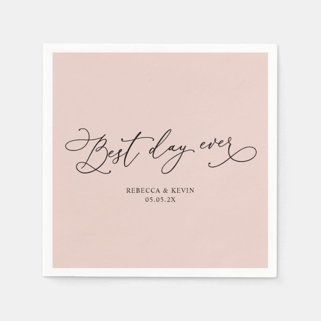 Serviette En Papier Élégant script de calligraphie Dusty Rose Mariage (Devant)
