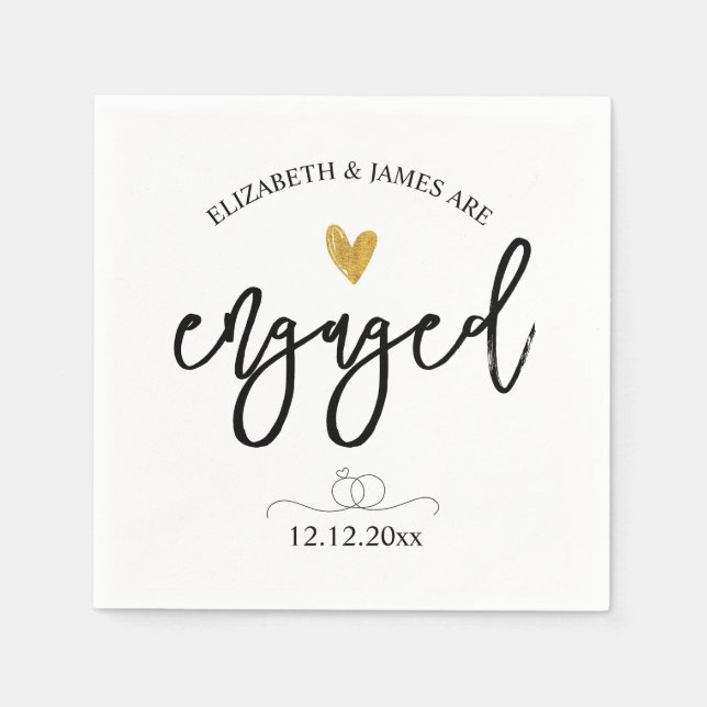 Serviette En Papier Élégant script de partie d'engagement (Devant)