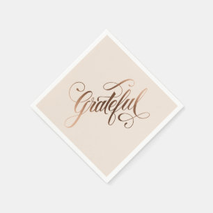 Serviette En Papier Élégant script Grateful pour Thanksgiving