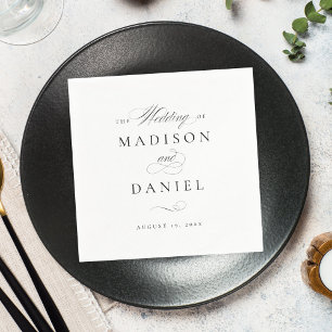 Serviette En Papier Élégant script moderne Mariage classique