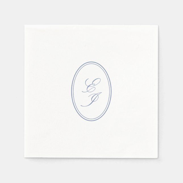 Serviette En Papier Élégant Script Monogramme Mariage personnalisé (Devant)