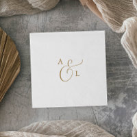 Élégant script or Monogramme Mariage serviettes