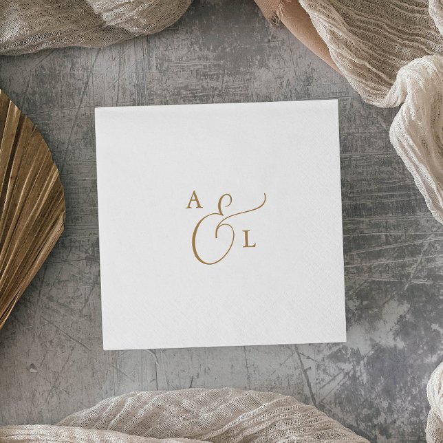 Serviette En Papier Élégant script or Monogramme Mariage serviettes (Créateur téléchargé)