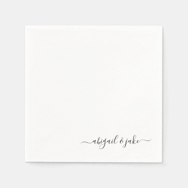Serviette En Papier Élégant script personnalisé Couple Names Mariage N (Devant)