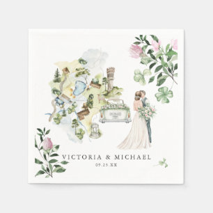 Serviette En Papier Élégant Shamrock de trèfle Botanique Mariage Carte