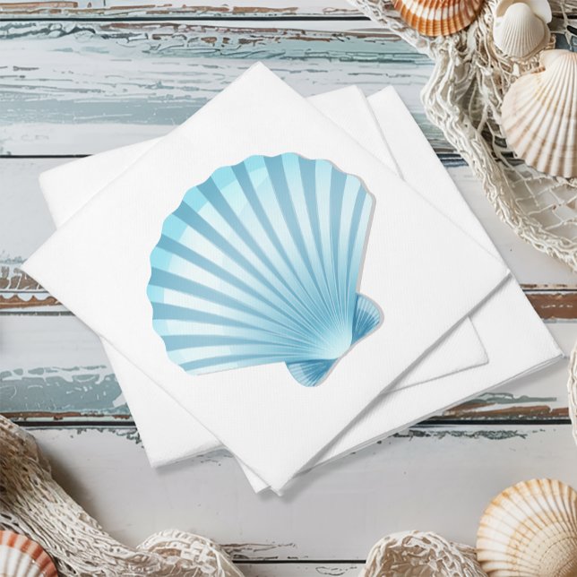 Serviette En Papier Elégant Shell Beach Blue Mariage nautique (Créateur téléchargé)