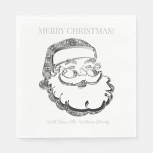 Serviette En Papier Élégant Silver Grey Santa Claus Joyeux Noël