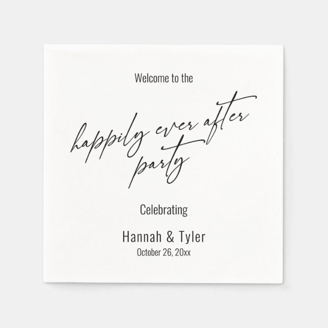 Serviette En Papier Élégant Simple Heureusement Jamais Après La Typogr (Devant)