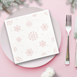 Serviette En Papier Élégant Snowflakes rose Hiver Wonderland