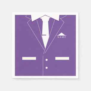 Serviette En Papier Elégant Suit Purple & White Necktie -Ajouter Votre