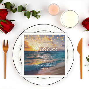 Serviette En Papier Elégant Sunset Beach Mariage d'été