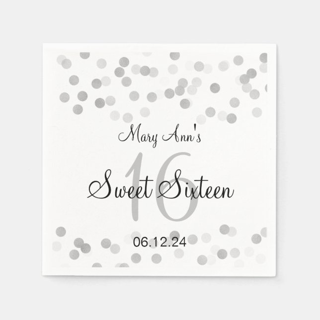 Serviette En Papier Élégant Sweet 16 Faux Parties scintillant d'huile  (Devant)