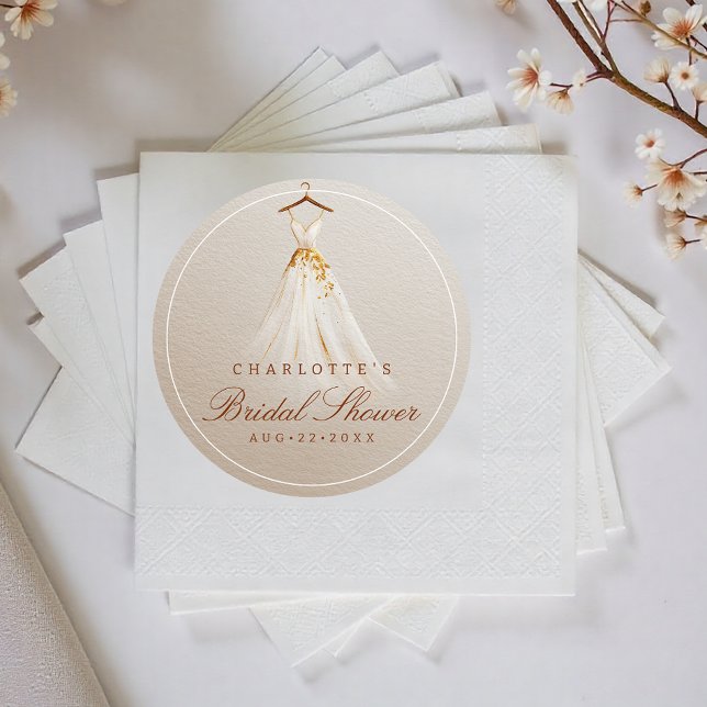 Serviette En Papier Elégant Taupe Gown Fête des mariées d'automne Napk (Bridal Shower Napkins)