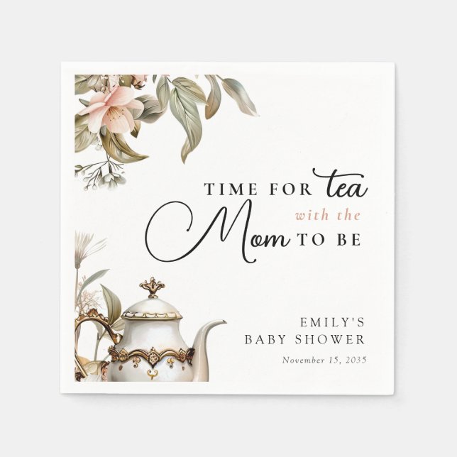 Serviette En Papier Elegant Tea Party Baby Shower (Devant)