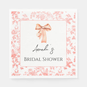Serviette En Papier Elégant Toile rose Fête des mariées florale Brunch