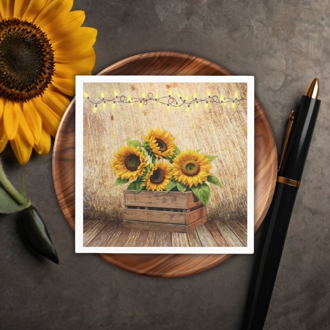 Serviette En Papier Élégant tourbe de tournesol rustique Baby shower m (Créateur téléchargé)