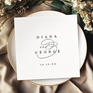 Serviette En Papier Élégant Tourbillon Simple Mariage Script