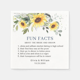 Serviette En Papier Élégant tournesol Eucalyptus Fun Facts Mariage
