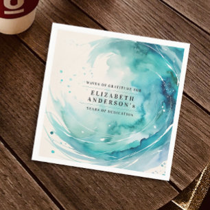 Serviette En Papier Élégant Turquoise Retraite Vague Océan Aquarelle