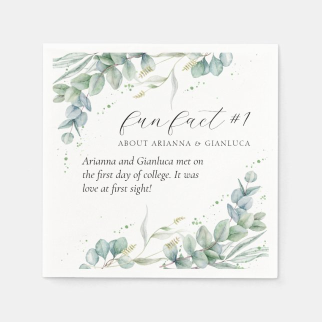 Serviette En Papier Élégant Végétal Fun Fait #1 Cocktail Mariage (Devant)