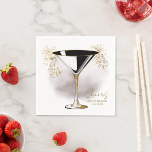 Serviette En Papier Elégant verre Martini avec Parties scintillant