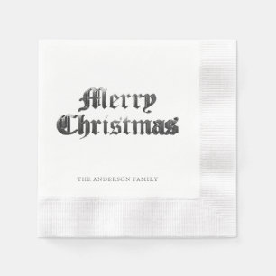 Serviette En Papier Élégant vieux anglais Lettres Joyeux Noël