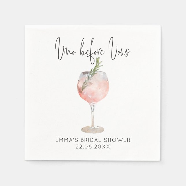 Serviette En Papier Élégant Vino Rose Avant Vows Fête des mariées (Devant)
