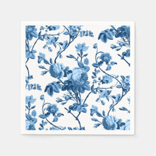 Serviette En Papier Élégant Vintage bleu Rose floral chic