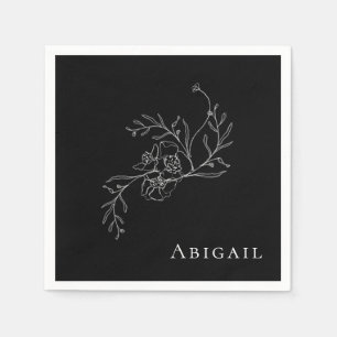 Serviette En Papier Elégant Vintage Floral B/W Cocktail Douche