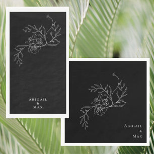 Serviette En Papier Élégant Vintage Floral B/W Guest Paper Napkin