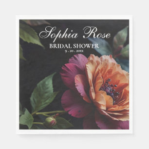 Serviette En Papier Elégant vintage peachy rouge floral moody boho