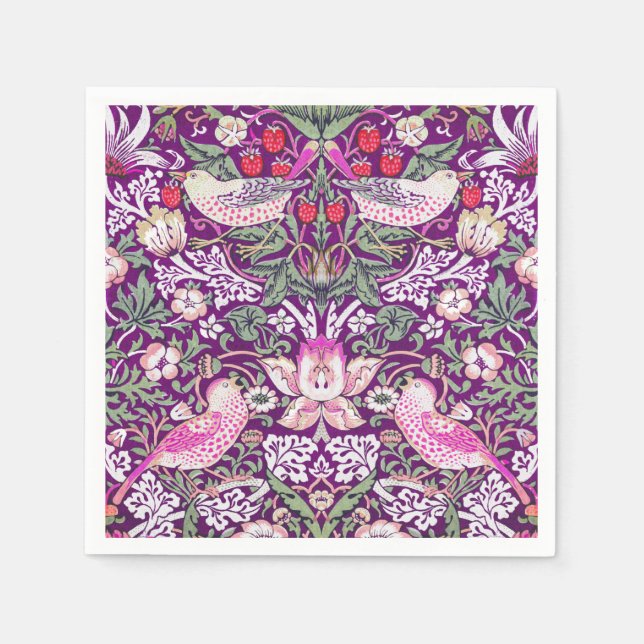 Serviette En Papier Élégant violet William Morris fraise Thief (Devant)